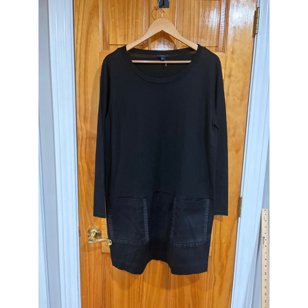 COS Black Wool Silk Blend Sweater Dress L Oversized Minimalist